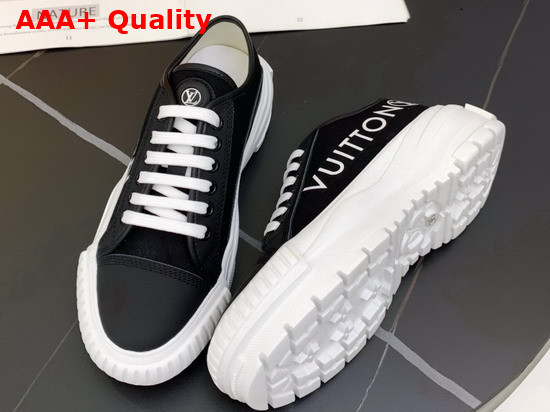 LV Squad Sneaker in Black Cotton Canvas with Calf Leather Trim 1A941O Replica