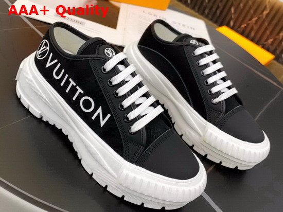 LV Squad Sneaker in Black Cotton Canvas with Calf Leather Trim 1A941O Replica