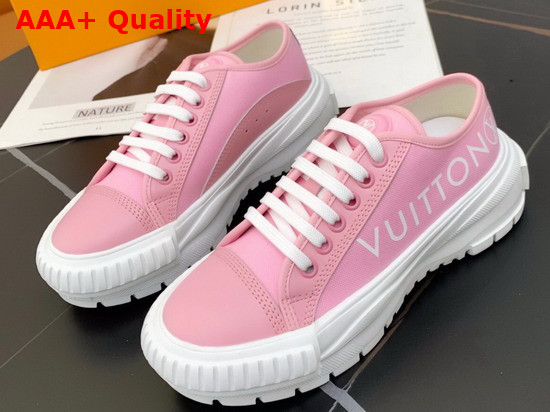 LV Squad Sneaker in Pink Cotton Canvas with Calf Leather Trim 1A942K Replica