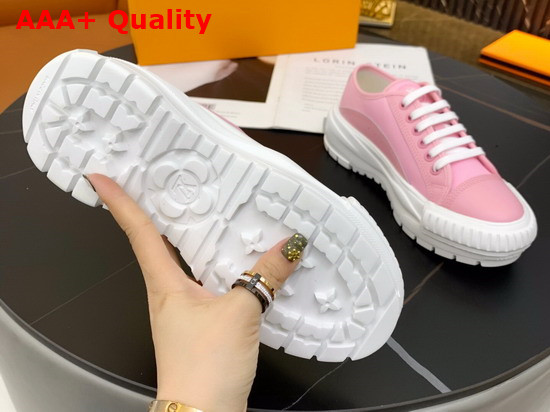 LV Squad Sneaker in Pink Cotton Canvas with Calf Leather Trim 1A942K Replica