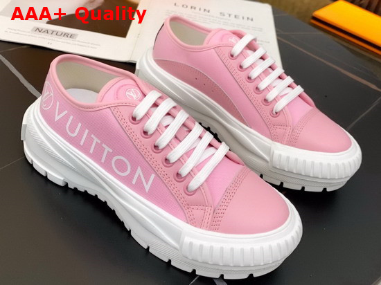 LV Squad Sneaker in Pink Cotton Canvas with Calf Leather Trim 1A942K Replica