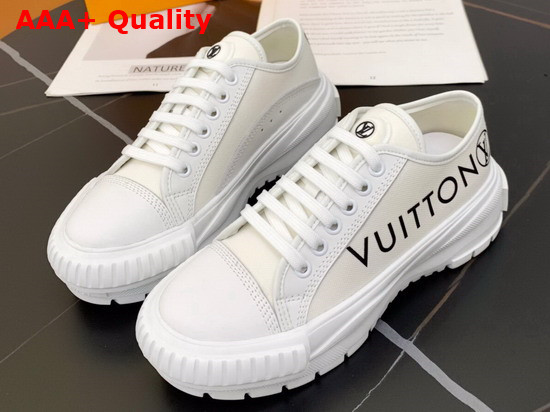 LV Squad Sneaker in Whie Cotton Canvas with Calf Leather Trim 1A9424 Replica