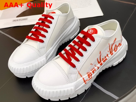 LV Squad Sneaker in White Printed Canvas and Calf Leather Replica