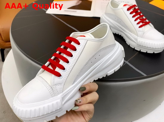 LV Squad Sneaker in White Printed Canvas and Calf Leather Replica