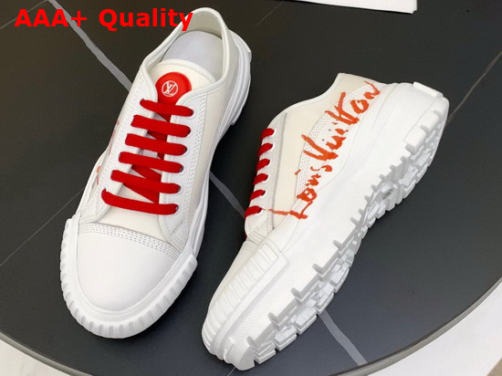 LV Squad Sneaker in White Printed Canvas and Calf Leather Replica