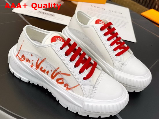 LV Squad Sneaker in White Printed Canvas and Calf Leather Replica