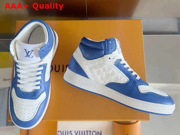 LV Stadium Mid Top Sneaker in Electric Blue Monogram Debossed Calf Leather 1ADCOP Replica