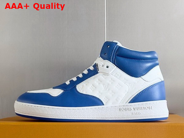 LV Stadium Mid Top Sneaker in Electric Blue Monogram Debossed Calf Leather 1ADCOP Replica