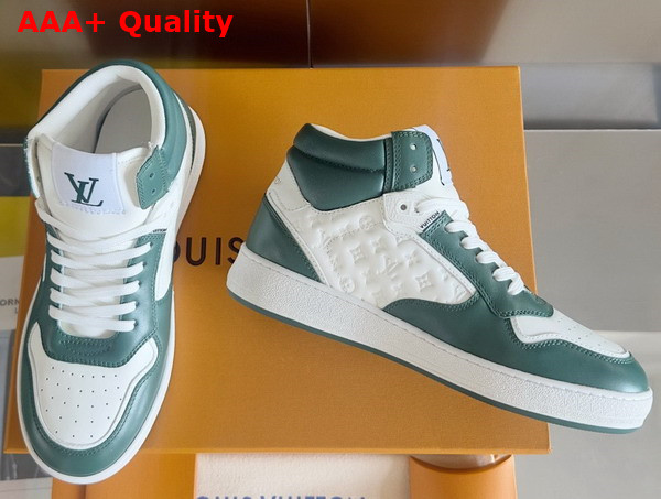 LV Stadium Mid Top Sneaker in Green Monogram Debossed Calf Leather 1ADCP5 Replica