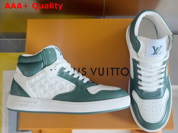 LV Stadium Mid Top Sneaker in Green Monogram Debossed Calf Leather 1ADCP5 Replica