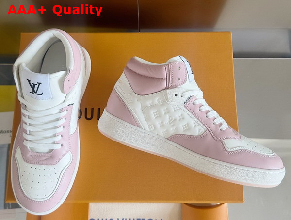 LV Stadium Mid Top Sneaker in Rose Clair Pink Monogram Debossed Calf Leather 1ADCO9 Replica