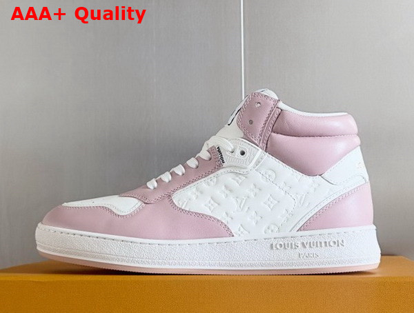 LV Stadium Mid Top Sneaker in Rose Clair Pink Monogram Debossed Calf Leather 1ADCO9 Replica