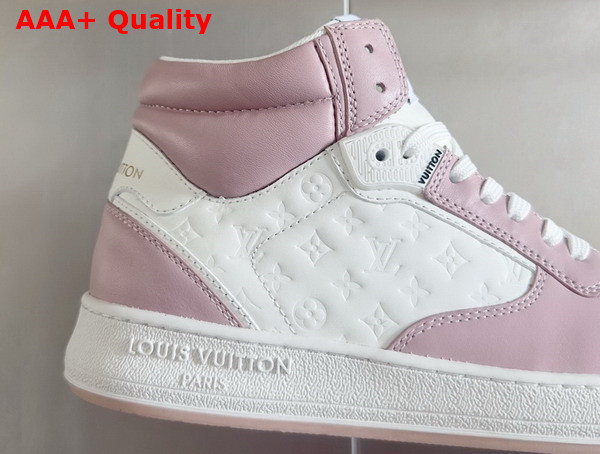 LV Stadium Mid Top Sneaker in Rose Clair Pink Monogram Debossed Calf Leather 1ADCO9 Replica