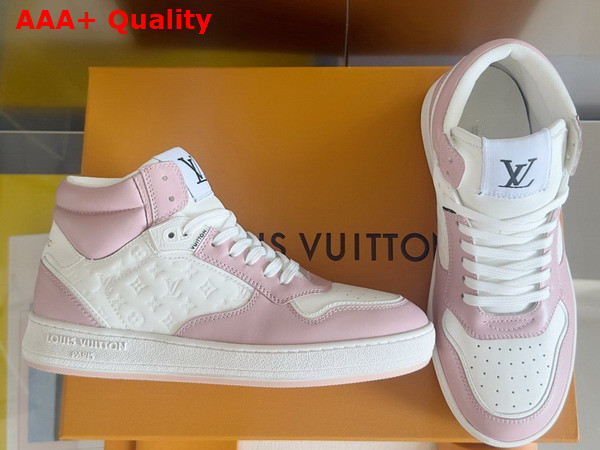 LV Stadium Mid Top Sneaker in Rose Clair Pink Monogram Debossed Calf Leather 1ADCO9 Replica