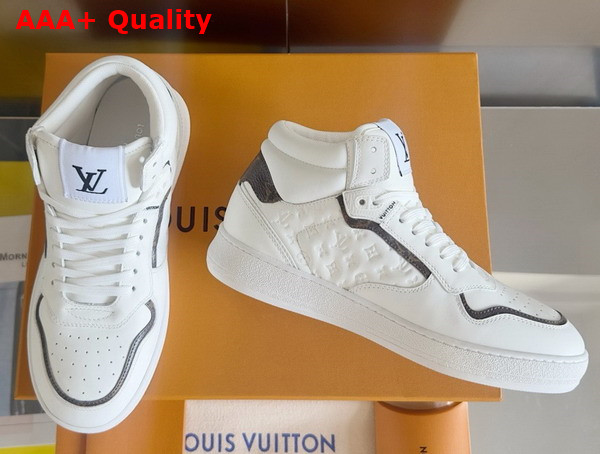 LV Stadium Mid Top Sneaker in White Monogram Debossed Calf Leather 1ADCPL Replica