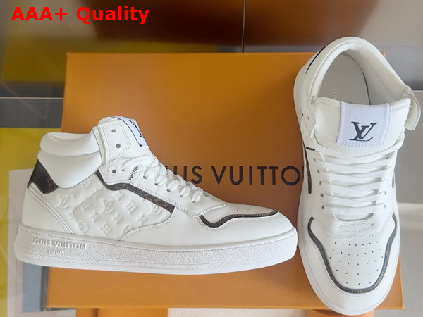 LV Stadium Mid Top Sneaker in White Monogram Debossed Calf Leather 1ADCPL Replica