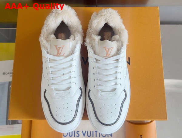 LV Stadium Sneaker in White Monogram Debossed Calf Leather with Shearling Lining Replica