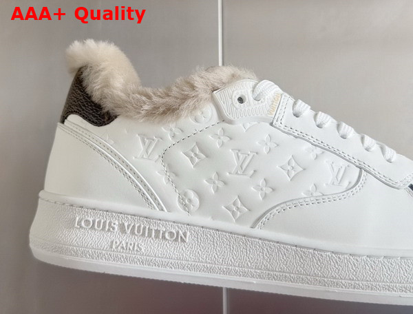 LV Stadium Sneaker in White Monogram Debossed Calf Leather with Shearling Lining Replica