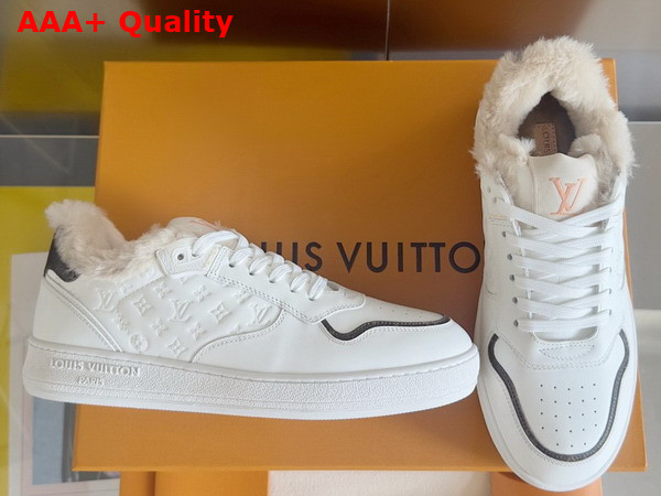 LV Stadium Sneaker in White Monogram Debossed Calf Leather with Shearling Lining Replica