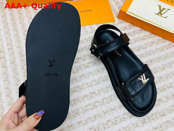 LV Sunset Comfort Flat Sandal in Black Lamb Leather 1ABW6O Replica