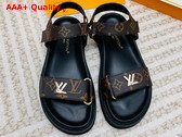 LV Sunset Comfort Flat Sandal in Cacao Brown Patent Monogram Canvas 1ABVGY Replica