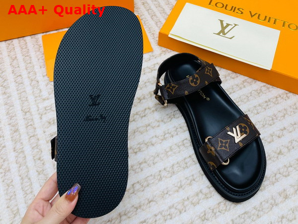 LV Sunset Comfort Flat Sandal in Cacao Brown Patent Monogram Canvas 1ABVGY Replica