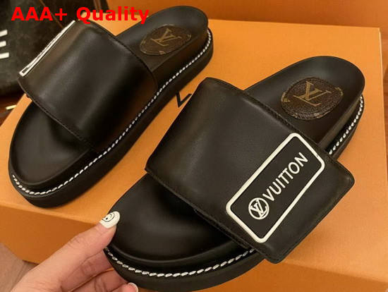 LV Sunset Flat Comfort Mule Black and White Calf Leather 1A93SI Replica