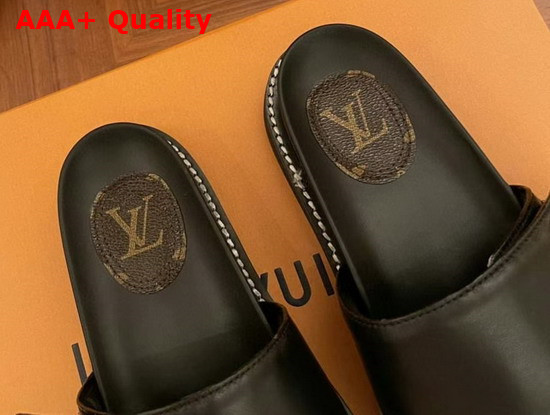 LV Sunset Flat Comfort Mule Black and White Calf Leather 1A93SI Replica