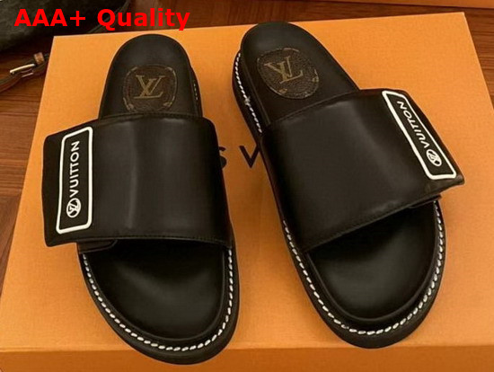 LV Sunset Flat Comfort Mule Black and White Calf Leather 1A93SI Replica