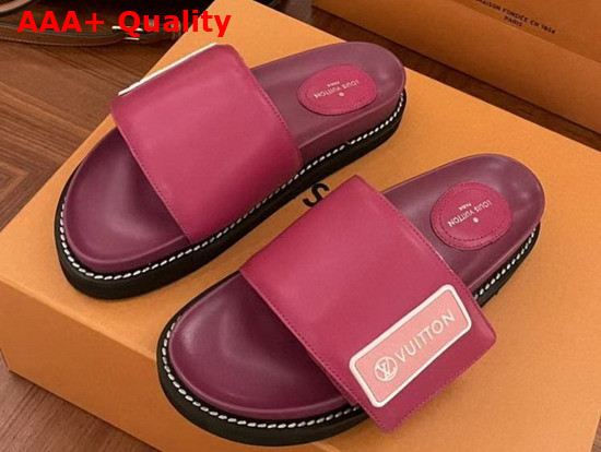 LV Sunset Flat Comfort Mule Light Purple Calf Leather Replica