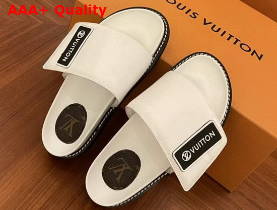 LV Sunset Flat Comfort Mule White Calf Leather 1A93SX Replica