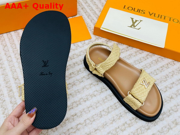 LV Sunset Flat Comfort Sandal in Beige Raffia Replica