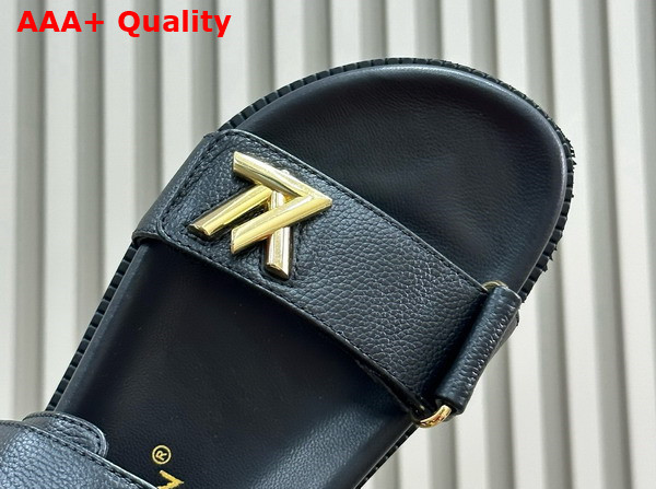 LV Sunset Flat Comfort Sandal in Black Grained Calf Leather 1ACG0Z Replica