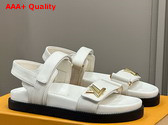 LV Sunset Flat Comfort Sandal in White Grained Calf Leather Replica