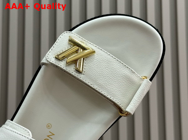 LV Sunset Flat Comfort Sandal in White Grained Calf Leather Replica