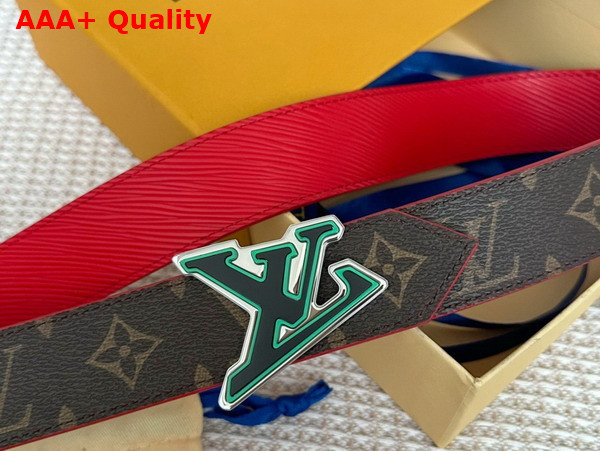 LV Tatic 35mm Reversible Belt in Red Epi Leather and Monogram Canvas Replica