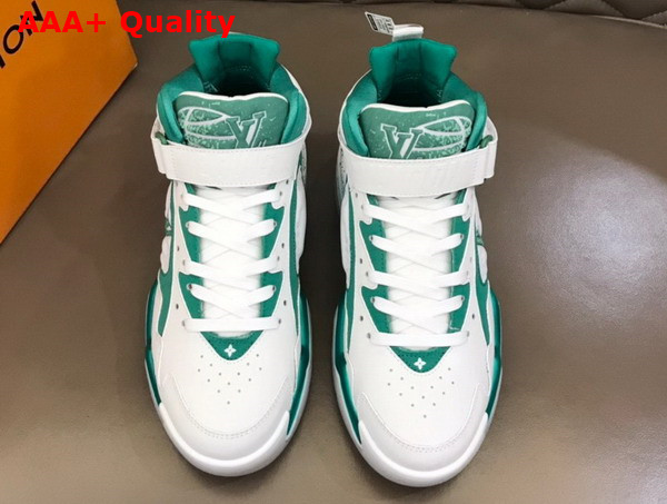 LV Trainer 2 Sneaker in White and Green Calf Leather Replica