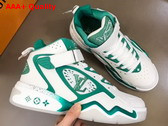 LV Trainer 2 Sneaker in White and Green Calf Leather Replica