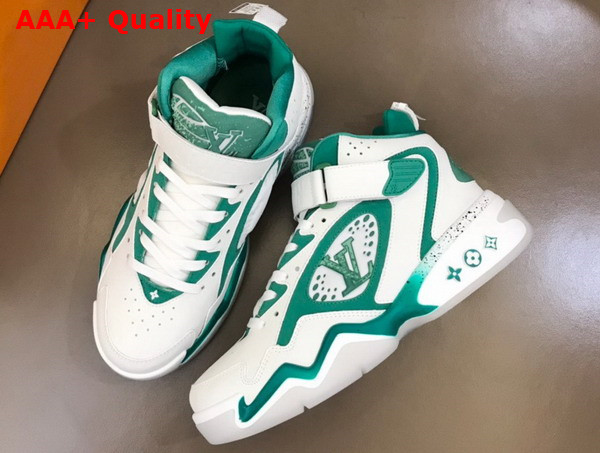 LV Trainer 2 Sneaker in White and Green Calf Leather Replica