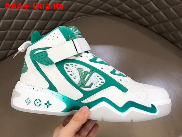 LV Trainer 2 Sneaker in White and Green Calf Leather Replica