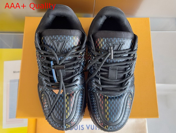 LV Trainer Maxi Sneaker in Black Grained Calf Leather with a Colorful Motif Recalling the Damier Pattern 1ACR0U Replica