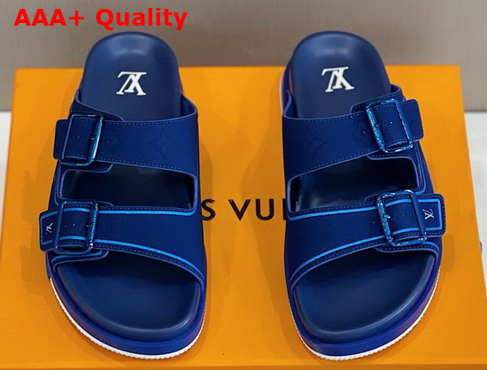 LV Trainer Mule Blue Monogram Embossed Suede Calf Leather 1A8SKZ Replica