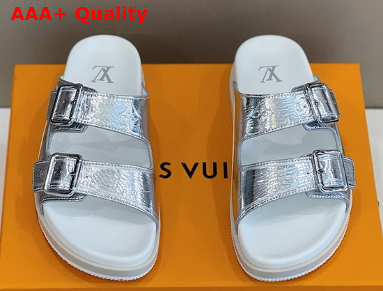 LV Trainer Mule Silver Metallic Leather 1A8SKK Replica