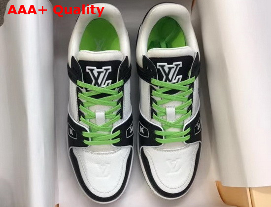 LV Trainer Sneaker Black Calf Leather and White Taurillon Monogram Leather Replica