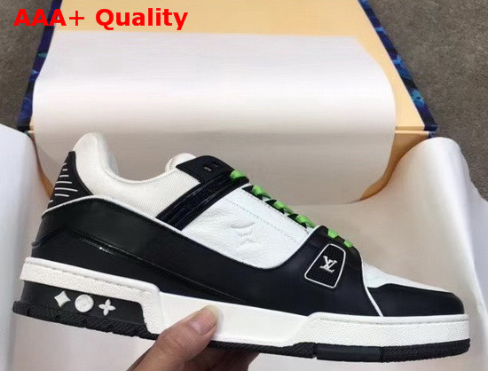 LV Trainer Sneaker Black Calf Leather and White Taurillon Monogram Leather Replica