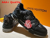 LV Trainer Sneaker Black Monogram Denim 1A9IPN Replica