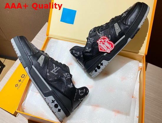 LV Trainer Sneaker Black Monogram Denim 1A9IPN Replica