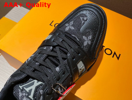 LV Trainer Sneaker Black Monogram Denim 1A9IPN Replica