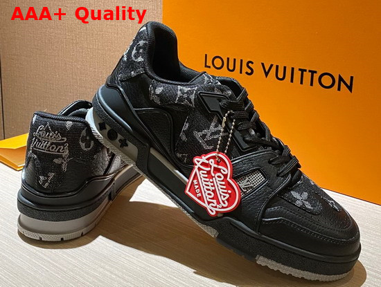 LV Trainer Sneaker Black Monogram Denim 1A9IPN Replica