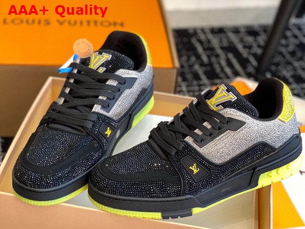 LV Trainer Sneaker Black and Silver Strass Replica